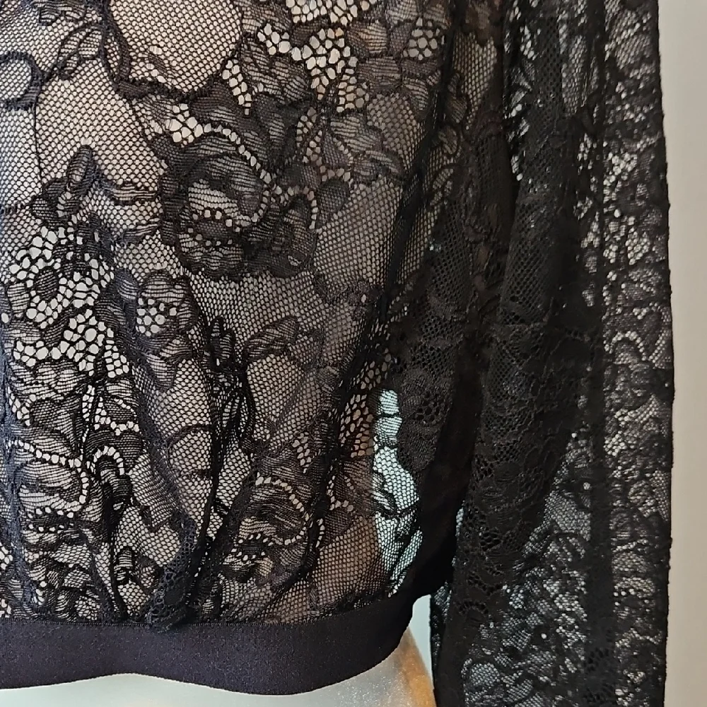 Torrid Curve Black Lace Under-It-All Crop Long Sleeve Top Bra Size 3 - Picture 3 of 12